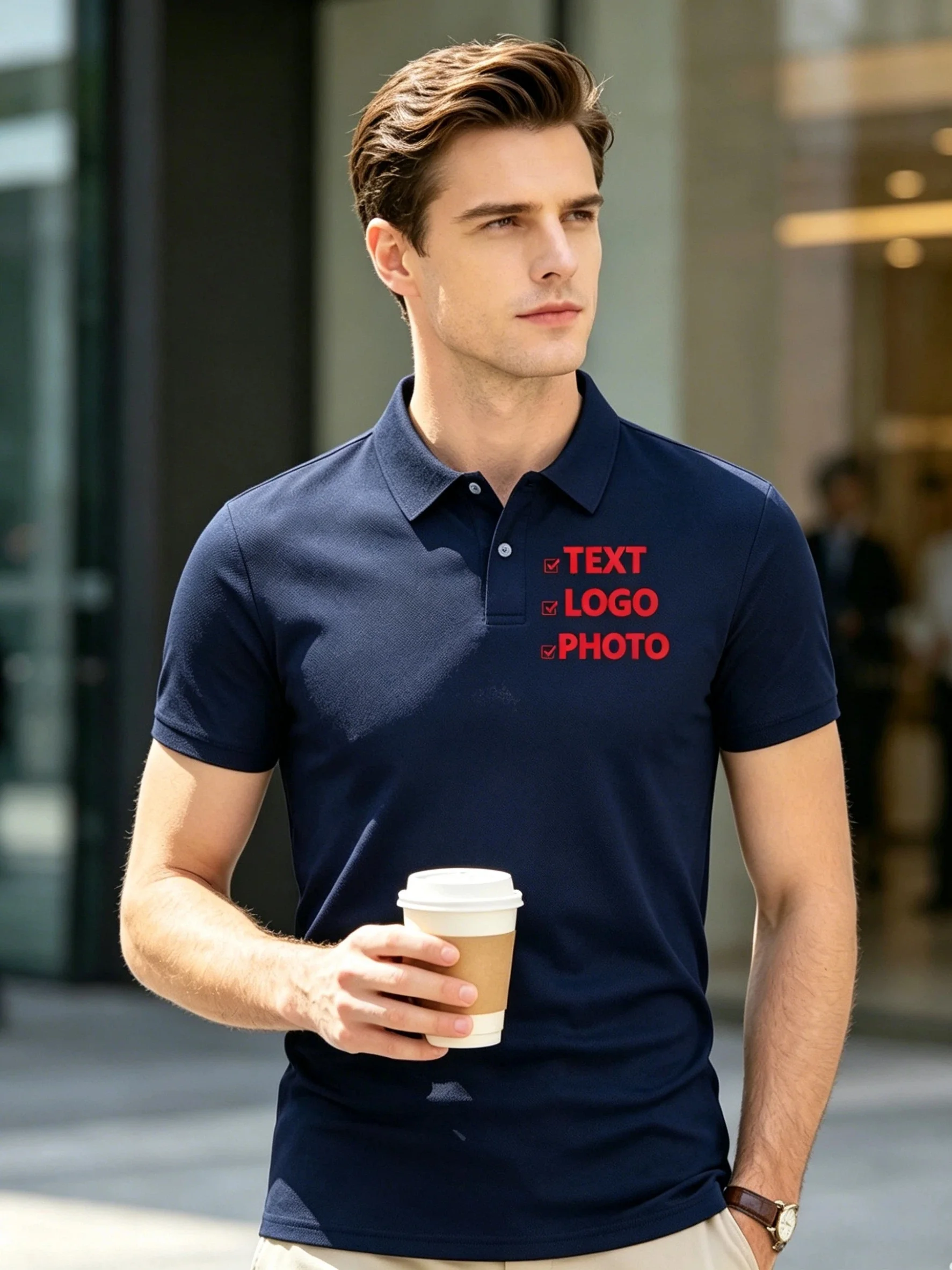 Men's new summer polo shirt, breathable and comfortable corporate culture apparel, ideal for company team uniforms