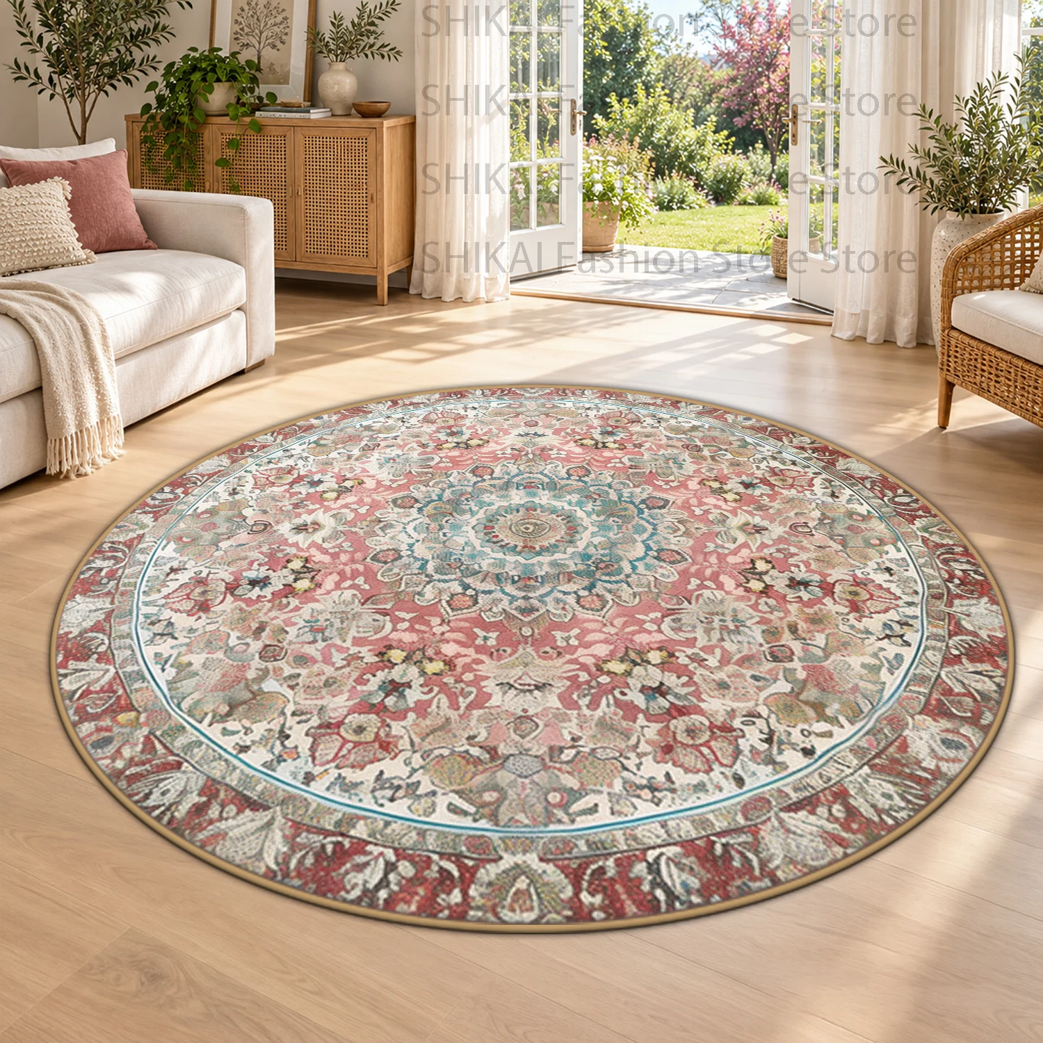 Multi Styles Persian Round Floor Mat for Living Room Home Decor Antiskid Machine Washable Large Carpet Soft Easy Clean Room Rug