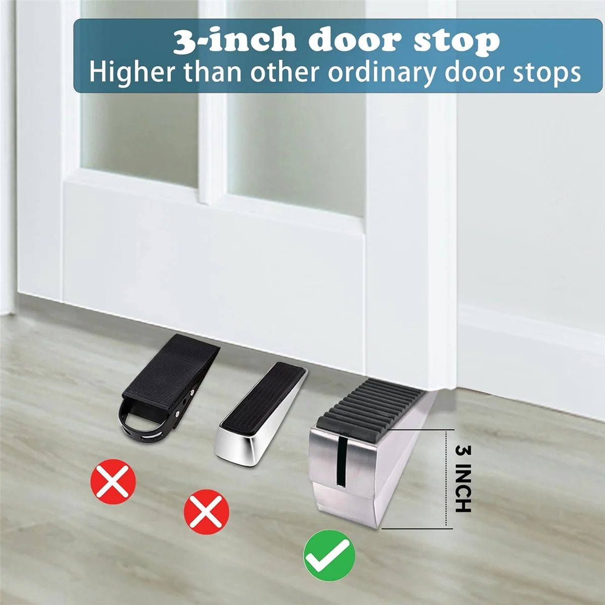 N87R Door Stopper,Heavy Duty Door Stop Wedge Tall Door Stoppers for Bottom of Door, Adjustable Spring Loaded Door Stop Suits