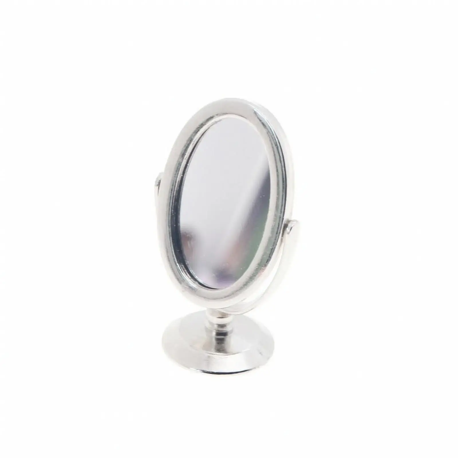 Dollhouse Vanity Mirror Tiny Oval Pedestal Base for Miniature Room Decor Scene