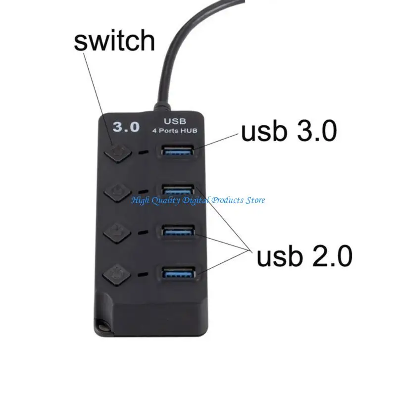 U2JE USB / Type C Hub مع 4 منافذ (3 USB2.0 +1 USB3.0)