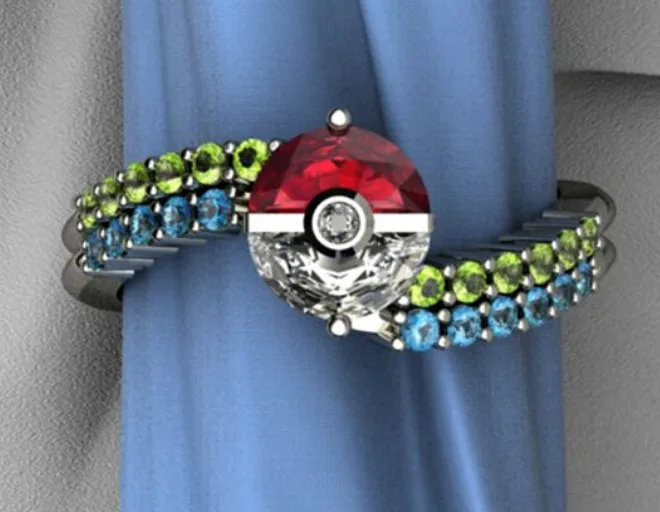 Pokemon ball Women men Ring Creative Pokemon Elf Ball Ring Wedding Engagement Ring Jewelry Gifts for Women Christmars gifts