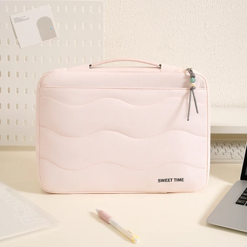Lightweight nylon fabric laptop inner bag, multi-layered large-capacity, simple 14-inch computer bag