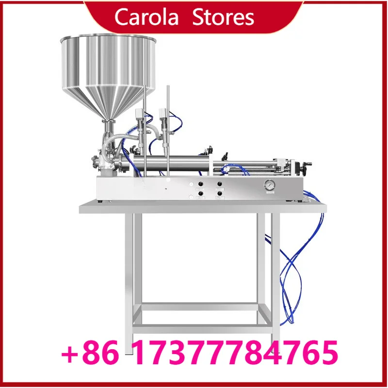 Semi-Automatic Horizontal Double Head Pneumatic Paste Filling Machine, Self-Priming Piston Filler for Cream Sauce