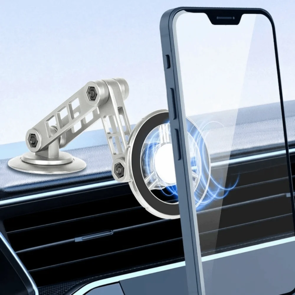 

360° Rotation Magnetic Car Phone Holder Anti-Shake Folding Car Cell Phone Holder Self-adhesive Telescoping