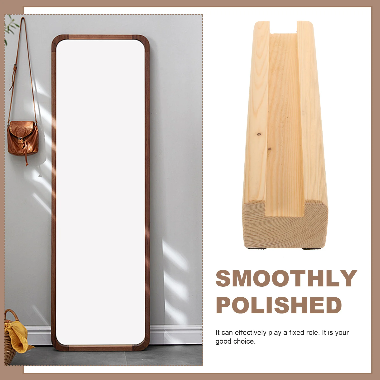 

Sturdy Solid Wood Floor Mirror Base Large Size Easy Fixing Home Support Holder For Standing Mirrors Household Wooden