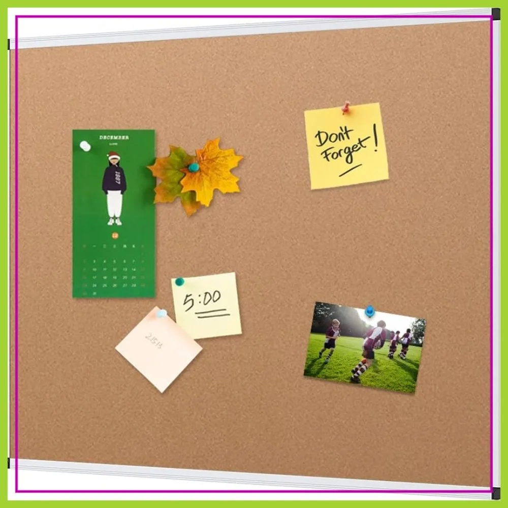 

48x36 Inch Cork Notice Board with Silver Aluminium Frame, Bulletin Board for Home Office