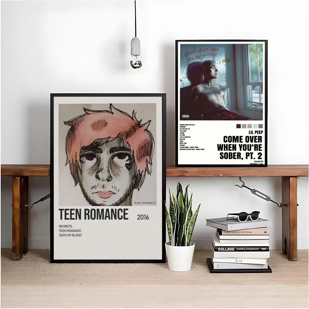 مغني الراب L-Lil Peep ألبوم اللوحة الخط قماش HD جدار ديكور فني ملصق داخلي لتزيين غرفة المنزل