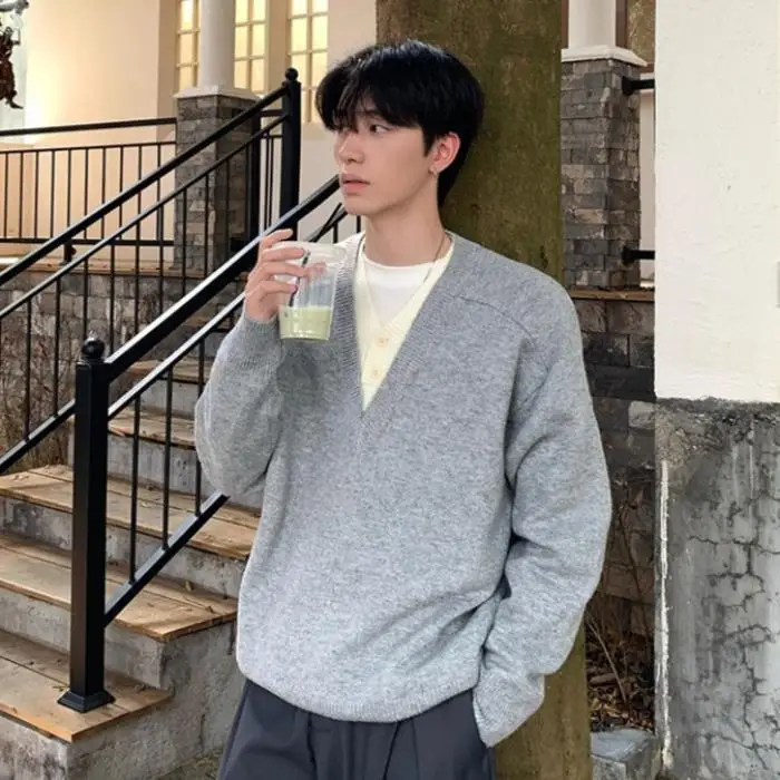 Deep ey Vintage v-ne tricots hommes Sle automne hiver américain rétro Cardigan paresseux jupe ouverte vêtements d'extérieur décontracté Faion