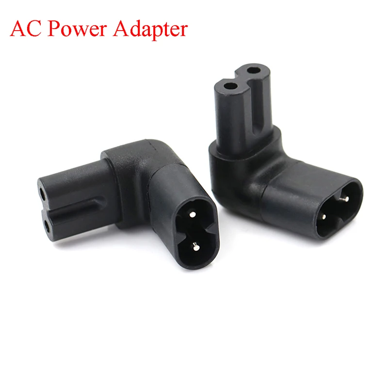 1pc Male Female Extension Connector IEC320 iec C7 to C8 90 Degree UP and Down Angled AC Power Adapter