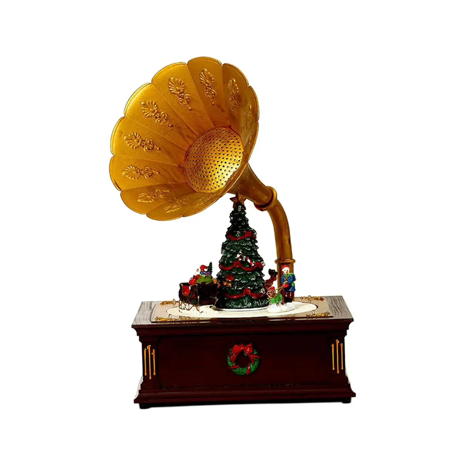 Lighted Christmas Music Box Portable 360 Rotation for Tabletop Bedroom Decor