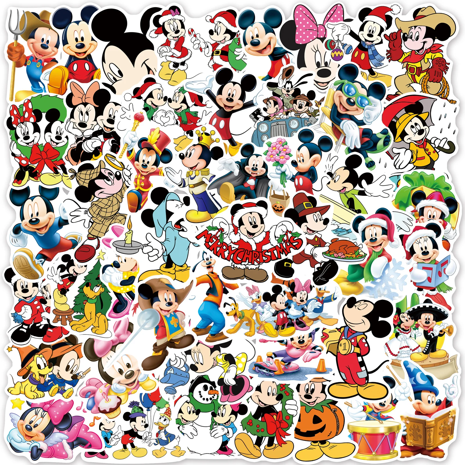 Pegatinas de Mickey Mouse de Disney para niños, calcomanías de dibujos animados de 10/30/50/piezas, juguetes para niños, teléfono, portátil, coche,