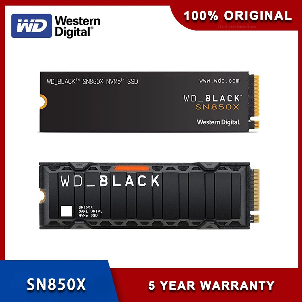 WD BLACK SN850X 1TB 2TB NVMe Internal Gaming SSD Solid State Drive with Heatsink Works with Playstation 5 Gen4 PCIe M.2 2280