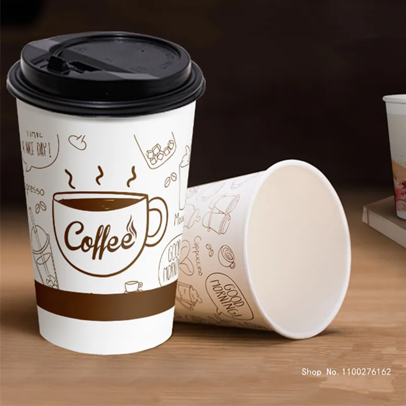 Imagem -06 - Descartável Personalizado Xícara de Chá de Leite Xícara de Café Xícara de Suco de Bebida Quente e Fria 12oz oz 14 16oz 300ml Soja Projeto do Copo de Papel de Impressão do Logotipo 500 Pcs