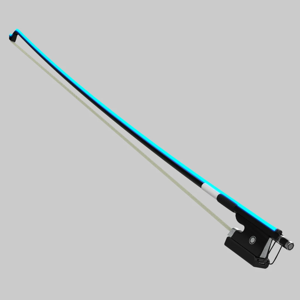 Blue Color Innovative LED Violin Bow 4/4-1/8 Size Carbon Fiber Stick with Bright Glow Effect Rechargeable Battery