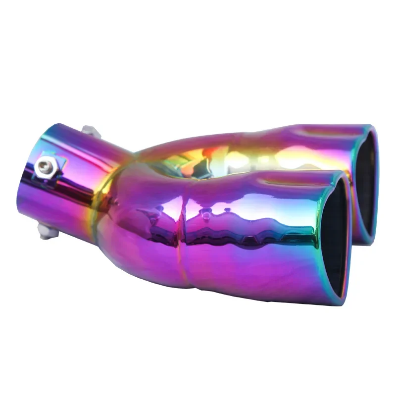 Universal Heart-Shaped Dual Row Colorful Car Tailpipe Exhaust Muffler Thickened Stainless Steel For Cars Trucks SUV