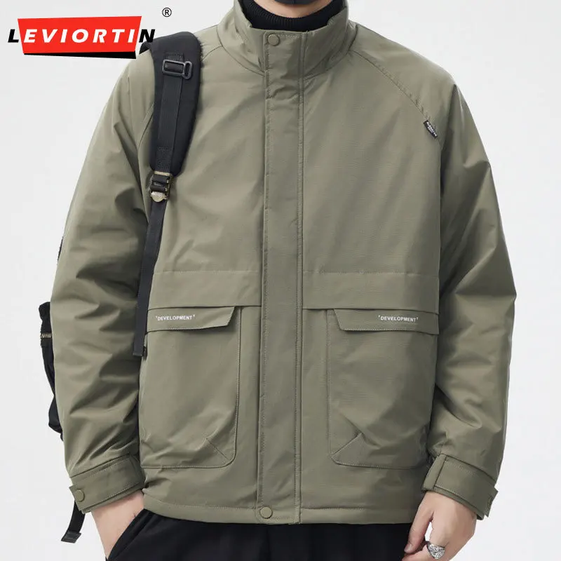 

Мужская весенне-осенняя модная универсальная рабочая одежда, крутая и модная повседневная одежда с хлопковым и толстым воротником-стойкой, хлопковая одежда