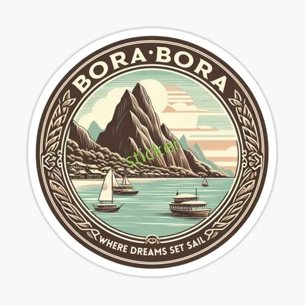 

Bora Bora French Polynesia Waterproof Vinyl Decal for Laptop Water Bottle Car Tumbler Vinyl Sticker Decal for Phone, Laptop