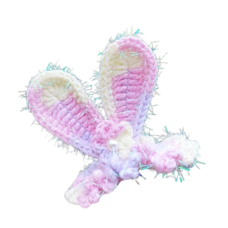 

Colorful Crocheted Hair Barrettes Unique Rabbit Ears Hairpin Hair Clips G2TD