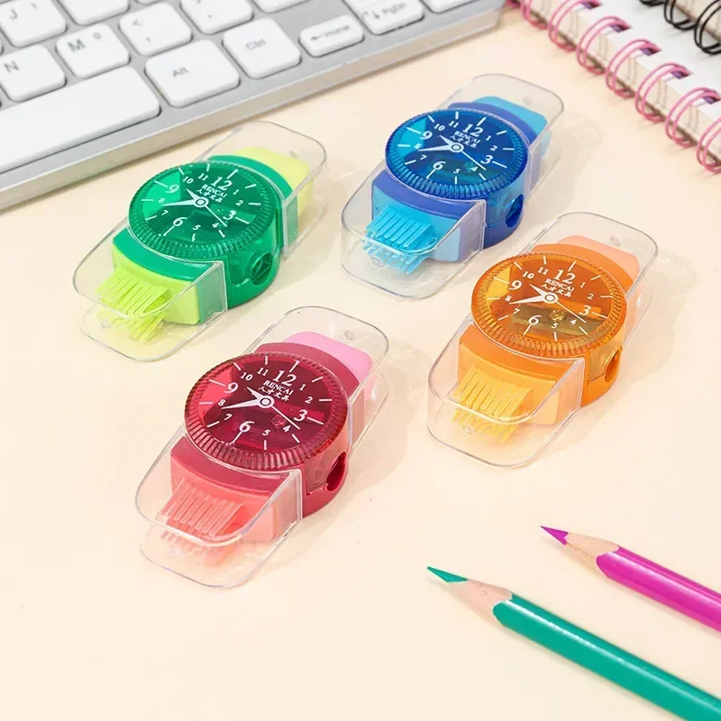 الإبداعية شكل ساعة مبراة ، كاواي المطاط مبراة ، 3 في 1 مزيج