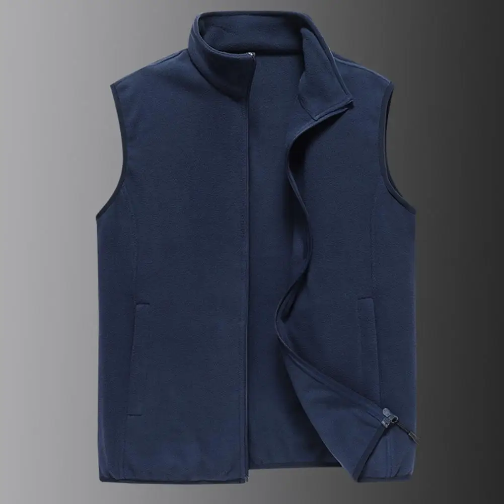 Spring Vest Casual Autumn Waistcoat Stand Collar Cardigan  Stylish Fleece Autumn Waistcoat