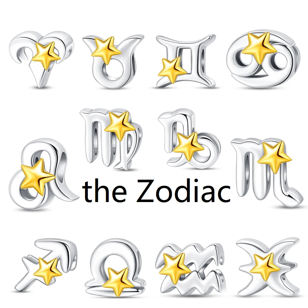 

the Zodiac 925 Sterling Silver Leo Taurus Aries Sagittarius Aquarius Capricorn Bead Fit Pandora Bracelet Boutique Party Gifts