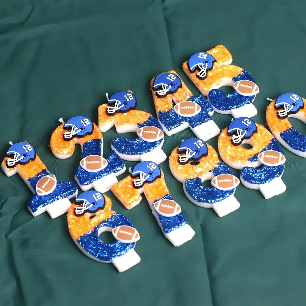 Orange and blue gradient digital birthday candles, football helmet sports candles, festival and commemorative candles