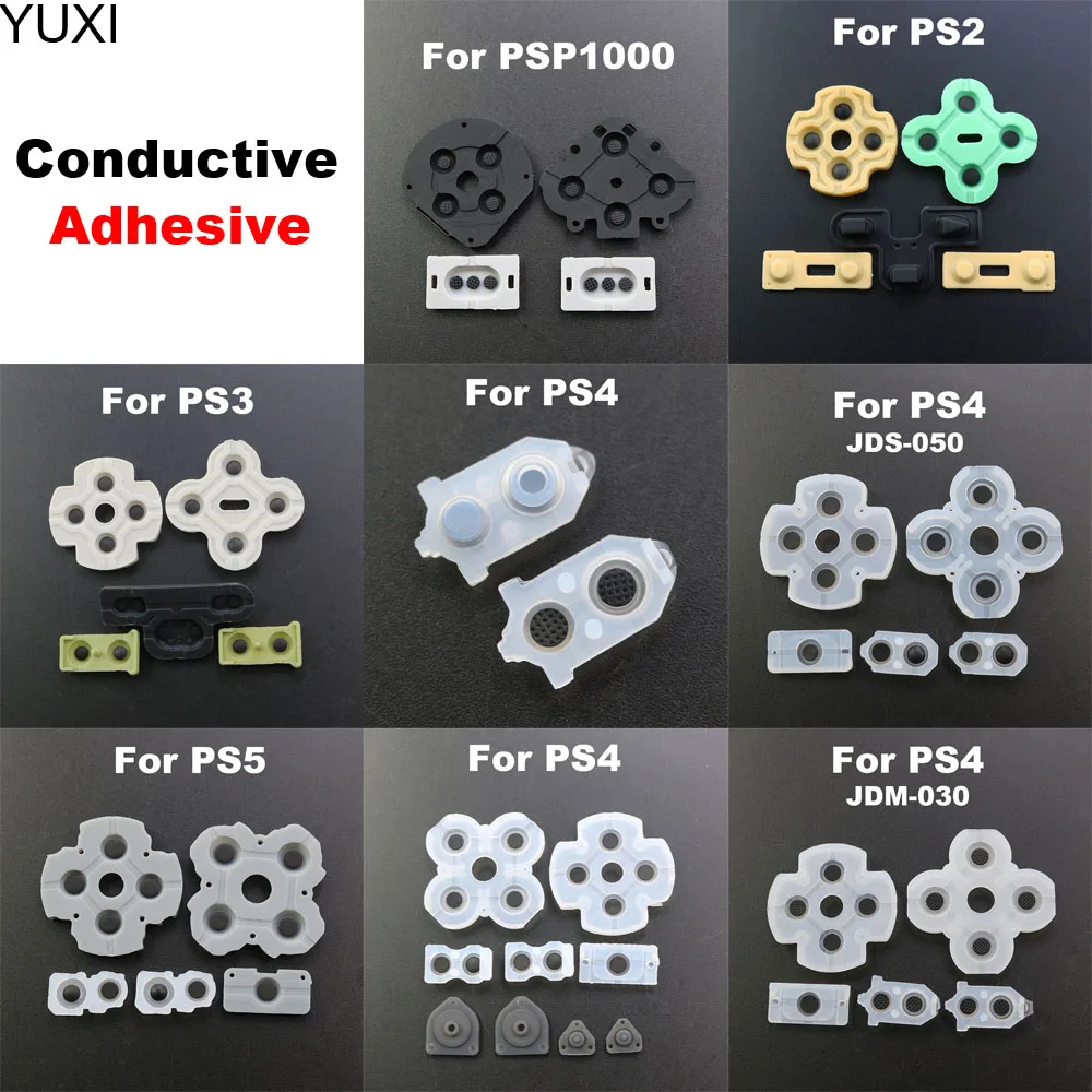 YUXI-Substituição condutora Silicone D Pads, Botão de borracha, Reparação para PS2, PS2, PS3, PS4, PSP1000, 1Set