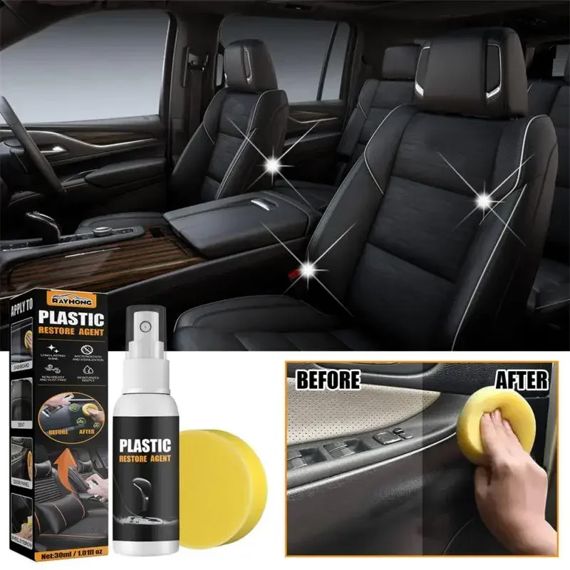 30ml Automobile Plastic Parts Refurbishing Agent Wax Instrument Panel Car Interior Decoration Refurbishing Paint Lamp Cleaner for audi a4 b9 frosted texture table length multicolor atmosphere lamp automobile table decoration interior modification