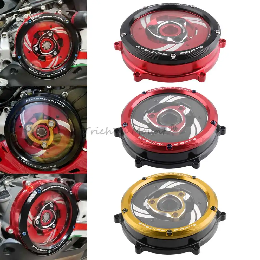 

For DUCATI Panigale 959 2016-2019 1199 1199S 1199R 1199SL 12-17 1299 S / R 15-17 CNC Aluminum Motorcycle Clear Clutch Cover