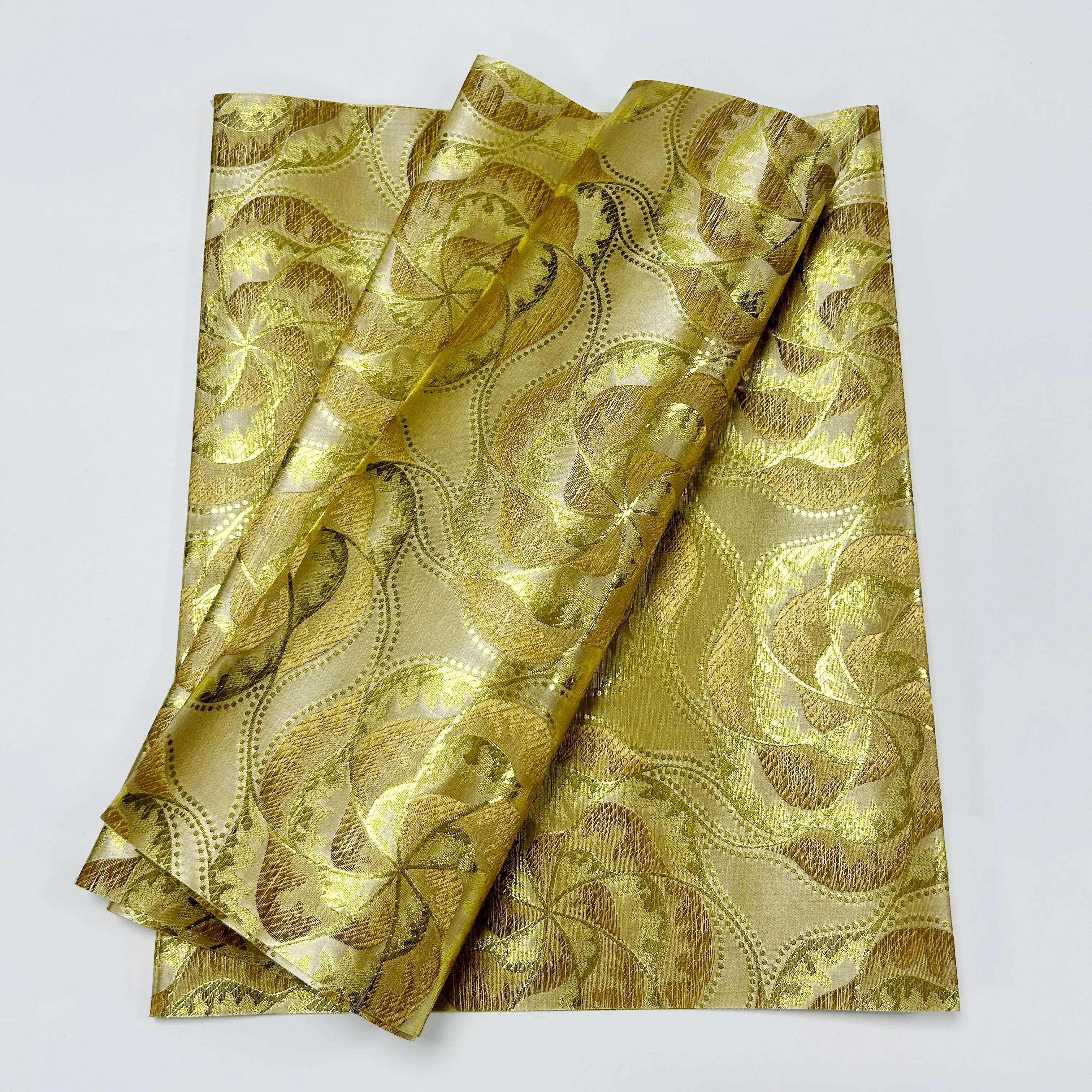 Nigeria moda oro Sego Headtie hacer africano Auto Gele turbante gorra lazo para el pelo envuelve tela 2 unids/pack para mujer sombrero de boda