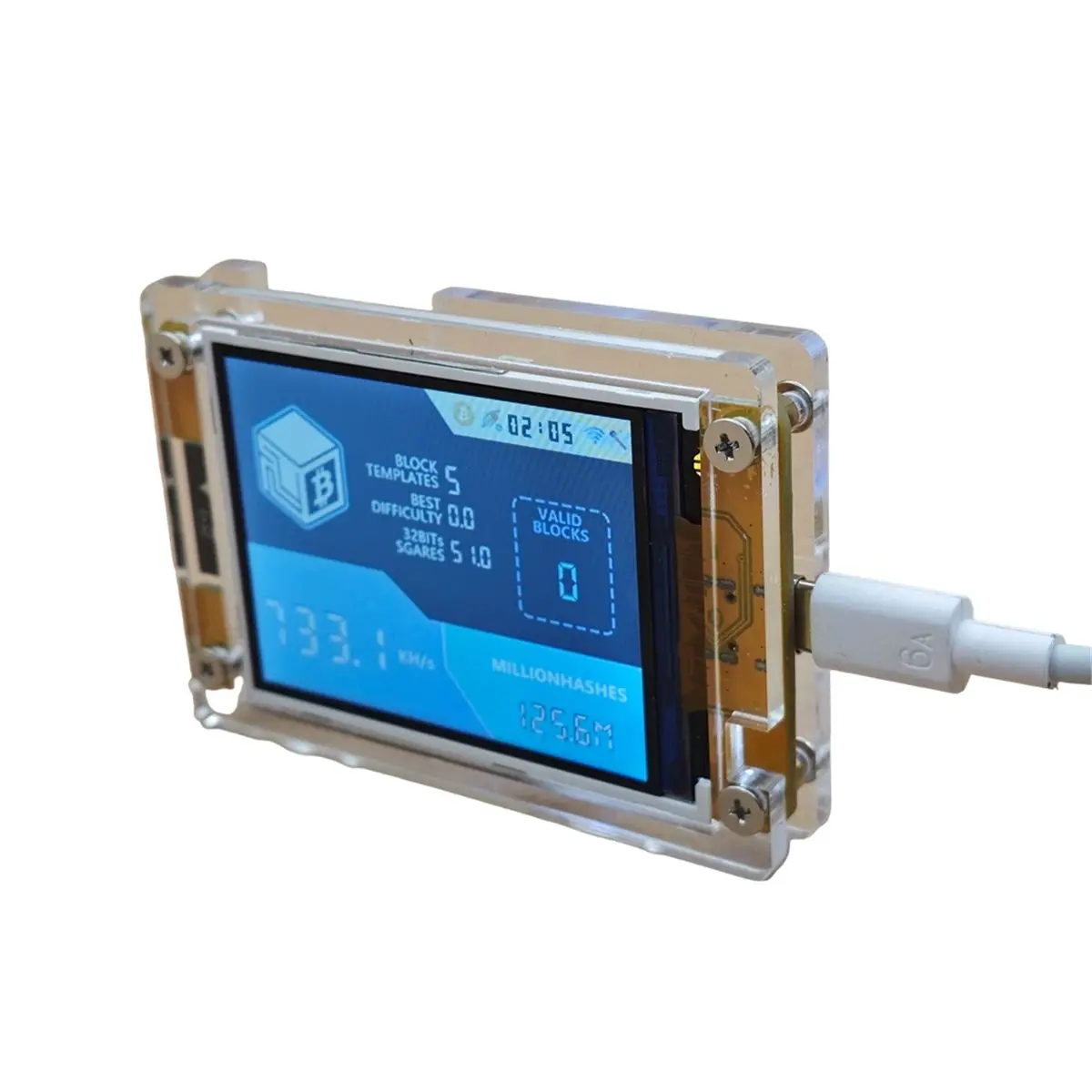 Upgraded 2X735Kh/S +Bracket Base BTC Solo Miner 2.8 Inch Smart Display Bitcoin Crypto Miner NO Touch