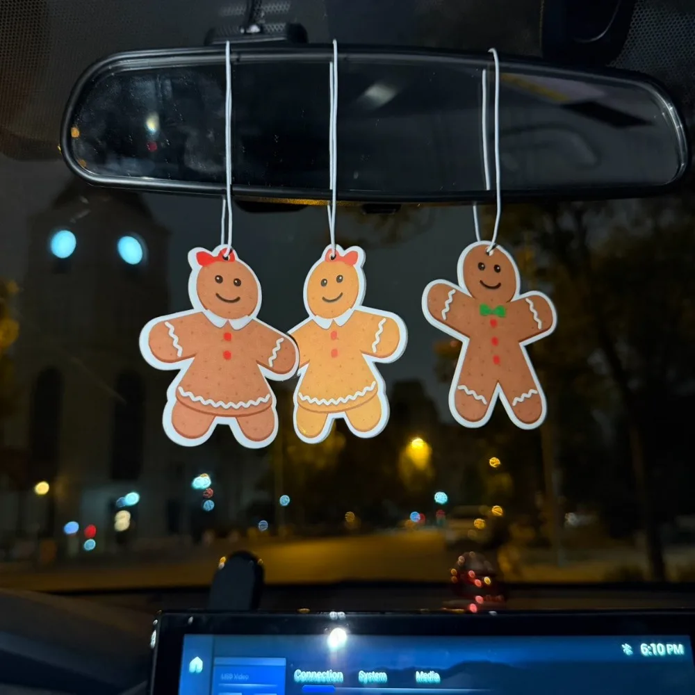 جولي الزنجبيل الرجال الثلاثي عيد الميلاد سيارة معطّر الهواء، احتفالية 3-حزمة بطاقات معلقة، عطلة الغابات رائحة لمرآة تنفيس السيارة #4