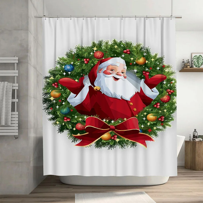 

Tuniu Праздничный Санта-Клаус Праздничная занавеска для душа Веселого Рождества Декор для ванной комнаты Милый забавный рождественский подарок Очаровательная водонепроницаемая ткань Ba