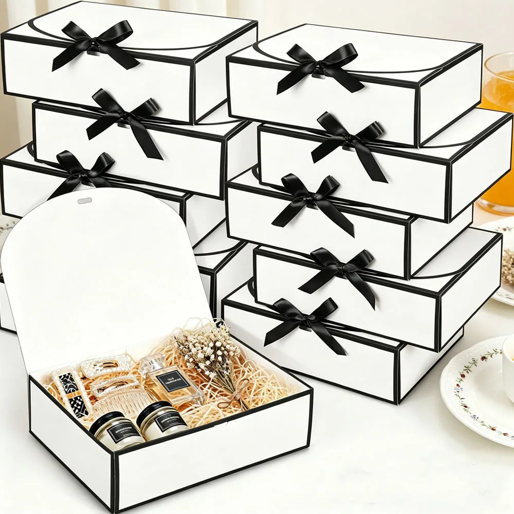 24-teilige große Schmuckaufbewahrungsbox mit Schleifenverschluss für Hochzeitsschmuck, Bademäntel, Broschen, Halsketten, Hautpflegeprodukte, Kosmetik, Nüsse, mit Papierdeckel. – Detail 4