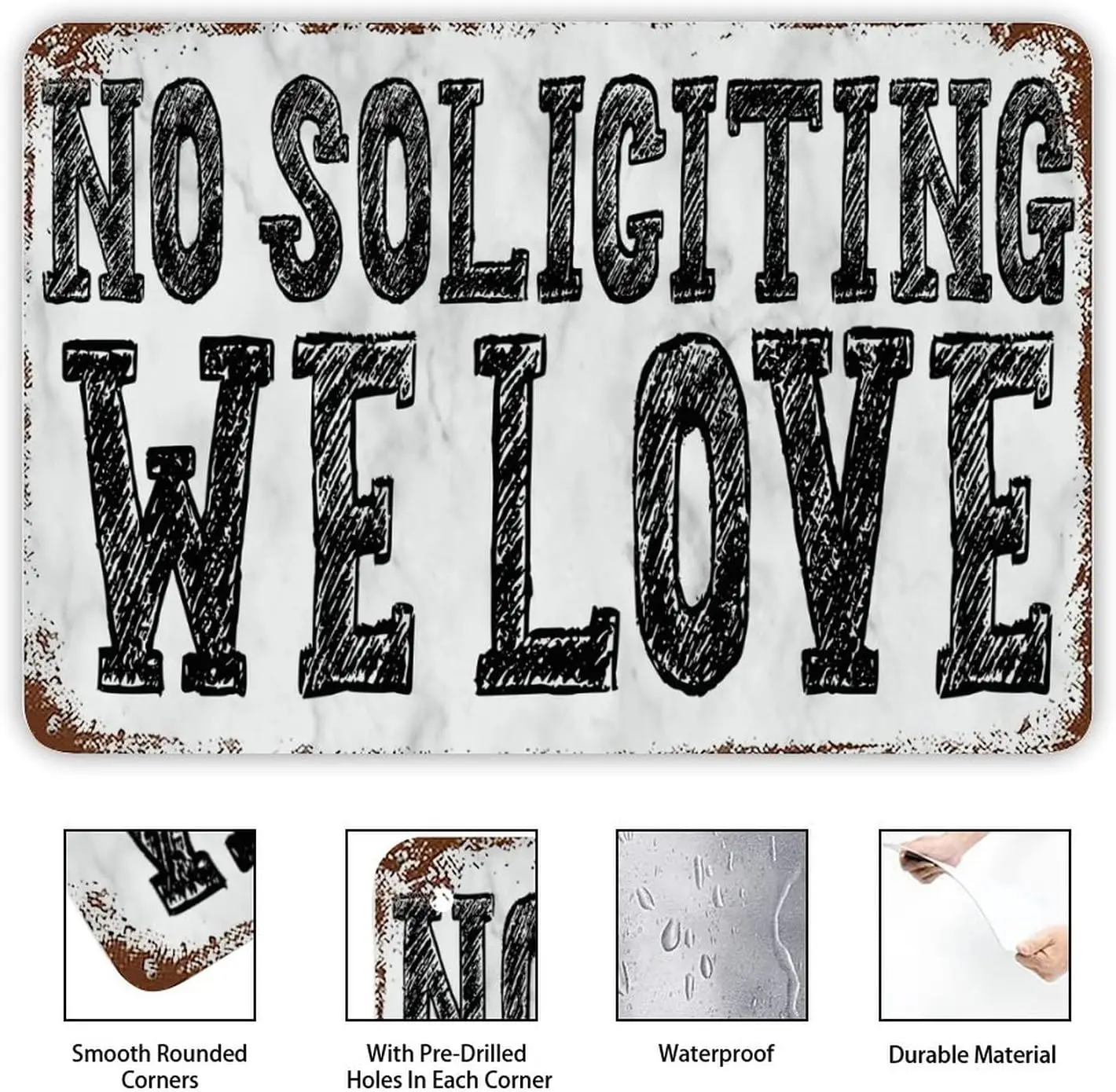 Motivational Family Prints Signs Tin Sign No Soliciting We Love Metal Plaque Scripture Wall Art Southern Style Art