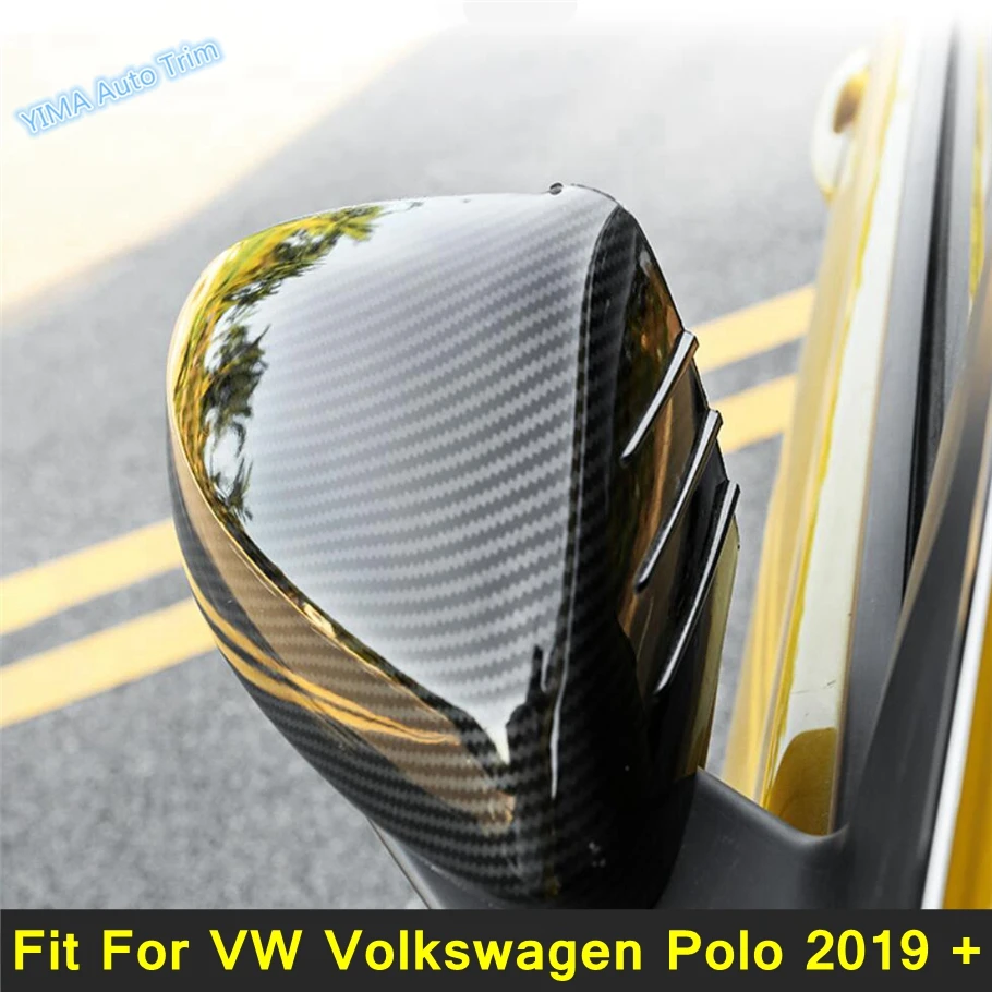 

Side Rearview Mirror Protection Cover Trim Fit For VW Volkswagen Polo 2019 - 2023 Carbon Fiber Look Car Exterior Accessories