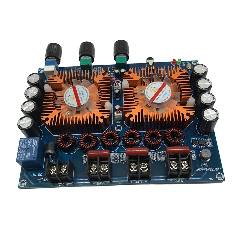 Amplifier Board XH-A128 Digital Power Amplifier Board Fan TDA7498ETR Dual 160W Stage Speaker