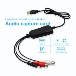 USB audio capture, high-quality audio recording adapter, RCA L/R 3.5mm audio to USB 2.0, on tape, suitable for MD,Tape,CD player