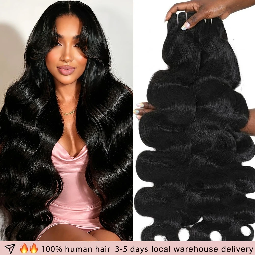 

16A Raw Brazilian Body Wave Bundles Brazilian 100% Human Hair Extensions 28 30 Inch Natural Black Color Virgin Hair Pure Unprocessed Double Weft Human Hair Bundles