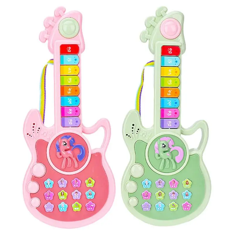 Electric Guitar Music Toys Glowing Button Design Handheld Musical Instruments Electronic Early Education Learning Gifts For Kids