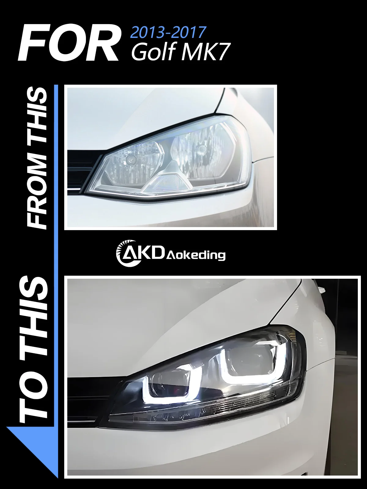 Reflektor do VW Golf 7 MK7 2013-2017 Samochód автомобильные товары LED DRL Hella 5 Xenon Lens Hid H7 Golf 7.5 R LINE Akcesoria samochodowe — zdjęcie 2