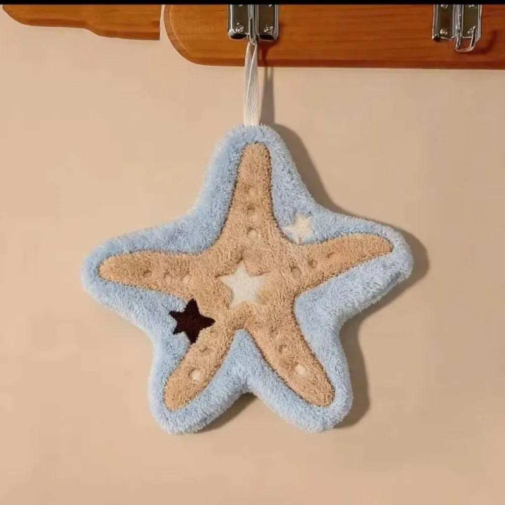 Starfish Shape Hand Towel Thickened Super Water-Absorbing Hanging Hand Cloth Microfiber Quick-Drying Handkerchief Rag