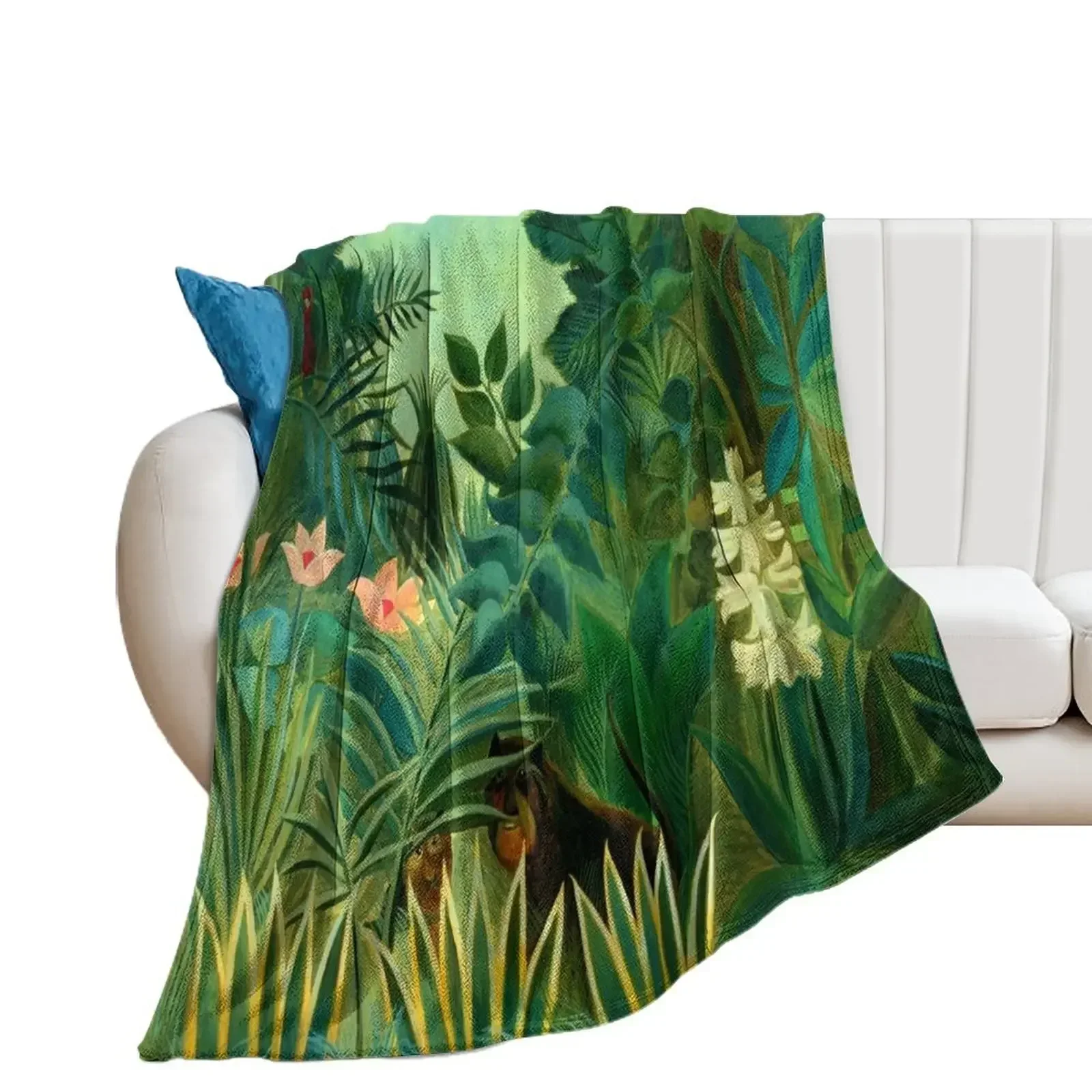 Henri Rousseau The Equatorial Jungle, 1909 Throw Blanket Soft Big Luxury Thicken Personalized Gift Blankets