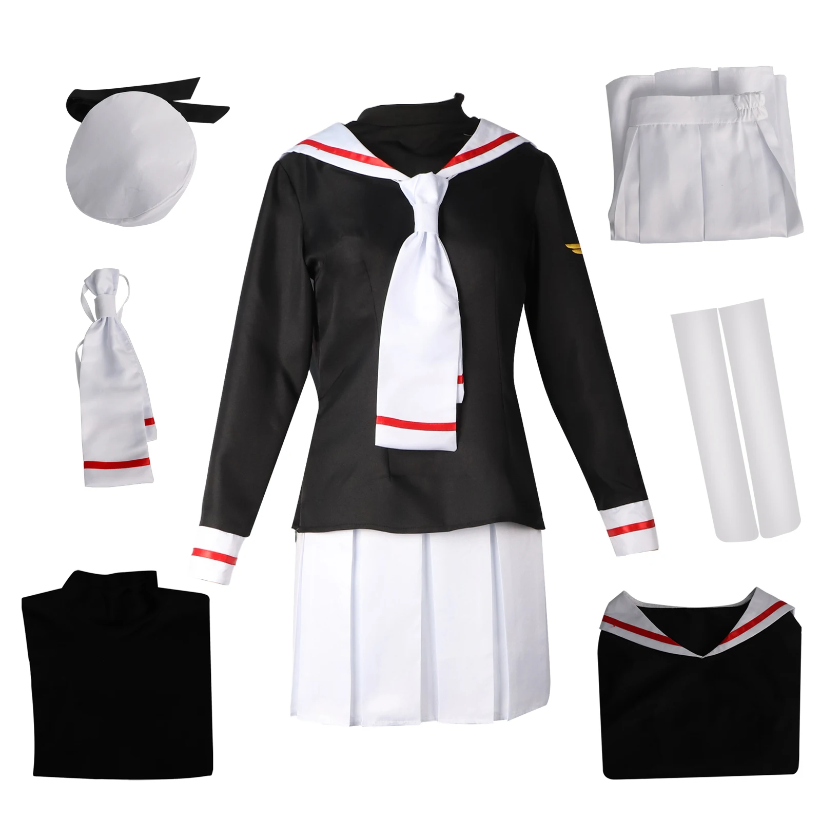 

Anime Card Captor KINOMOTO SAKURA Cosplay Costumes School Uniform Sailor Dress Pleated Skirt