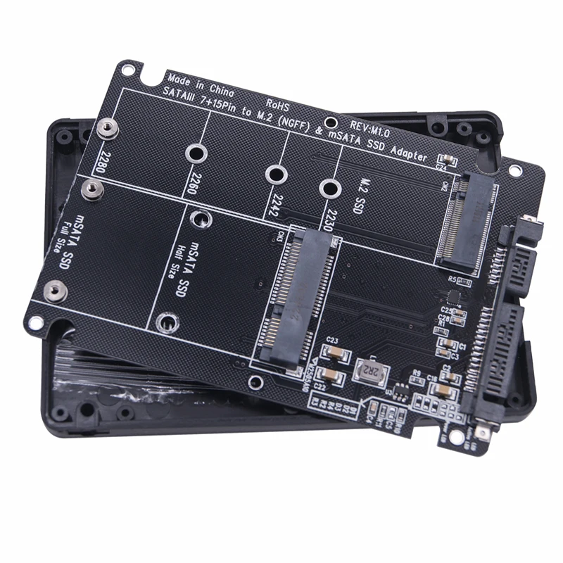 M.2 SATA B Key SSD mSATA SSD to SATA 3.0 2.5inch Adapter Card Riser Converter mSATA M2 to SATA3.0 6Gbps Mobile Box for PC Laptop