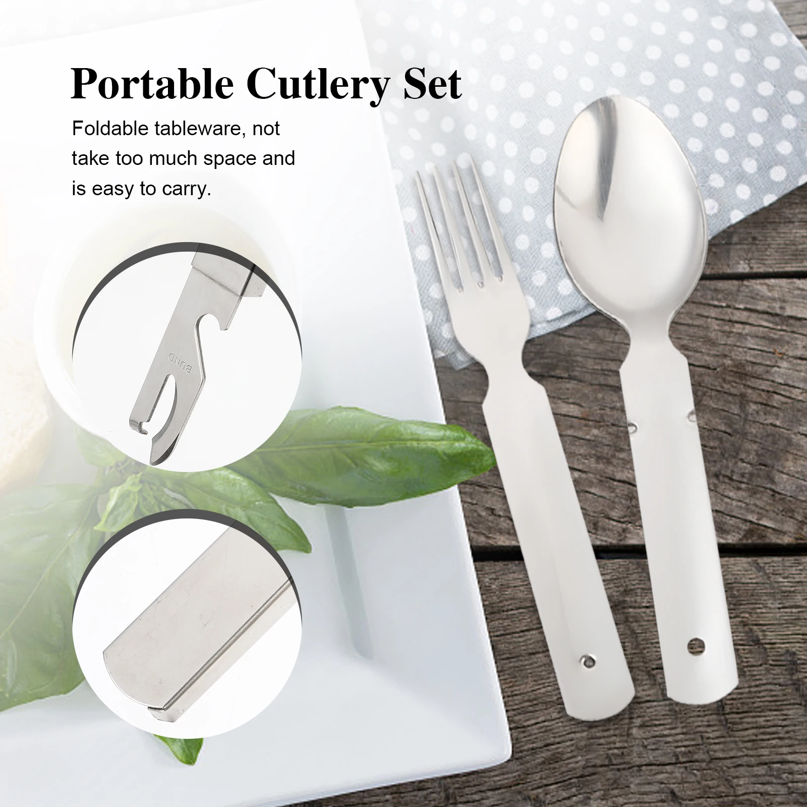 

Foldable Stainless Set Portable Travel Picnic Picnic Cutlery Portable Cutlery Set Camping Tableware Outdoor Dining