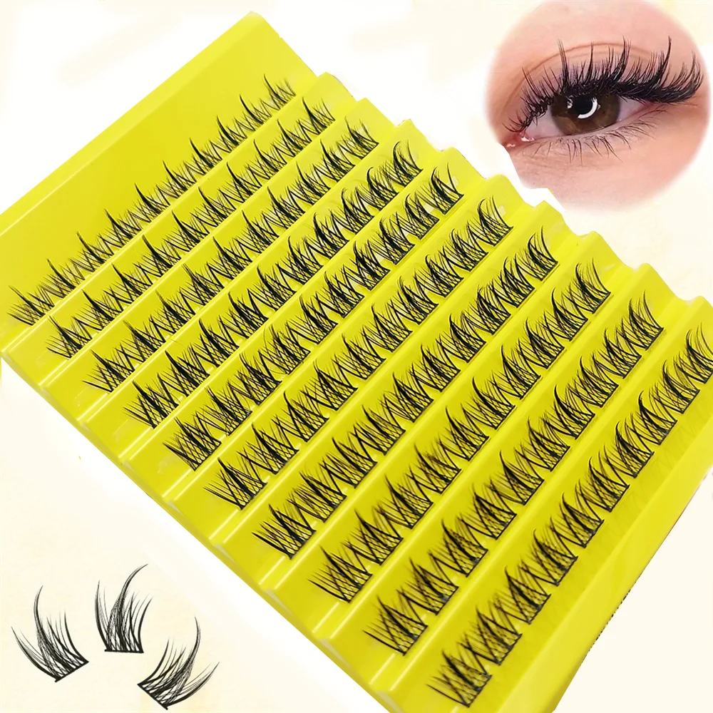 100 Cluster Wimpern, DIY Cat Eye segmentierte Wimpern Cluster flauschige natürliche weiche Faux Nerz falsche Wimpern, einzelne Wimpern