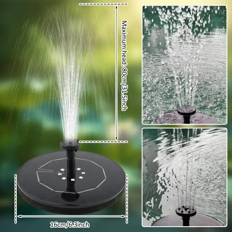 Solar Water Pump Solar Fountain Pump Garden Height Monitoring Outdoor Decoration With 6 Nozzles For Bird Bath Garden Pond Pool