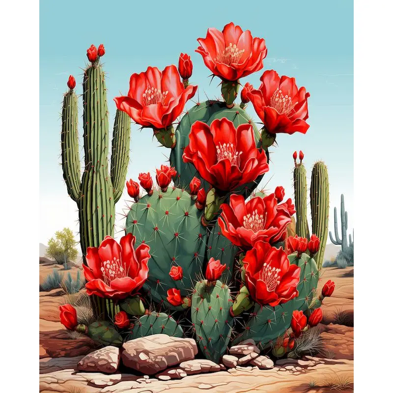

GATYZTORY Cactus Painting By Numbers Wall Decor Artwork Flower Canvas for Painting Kits Paint Kit Diy Gift